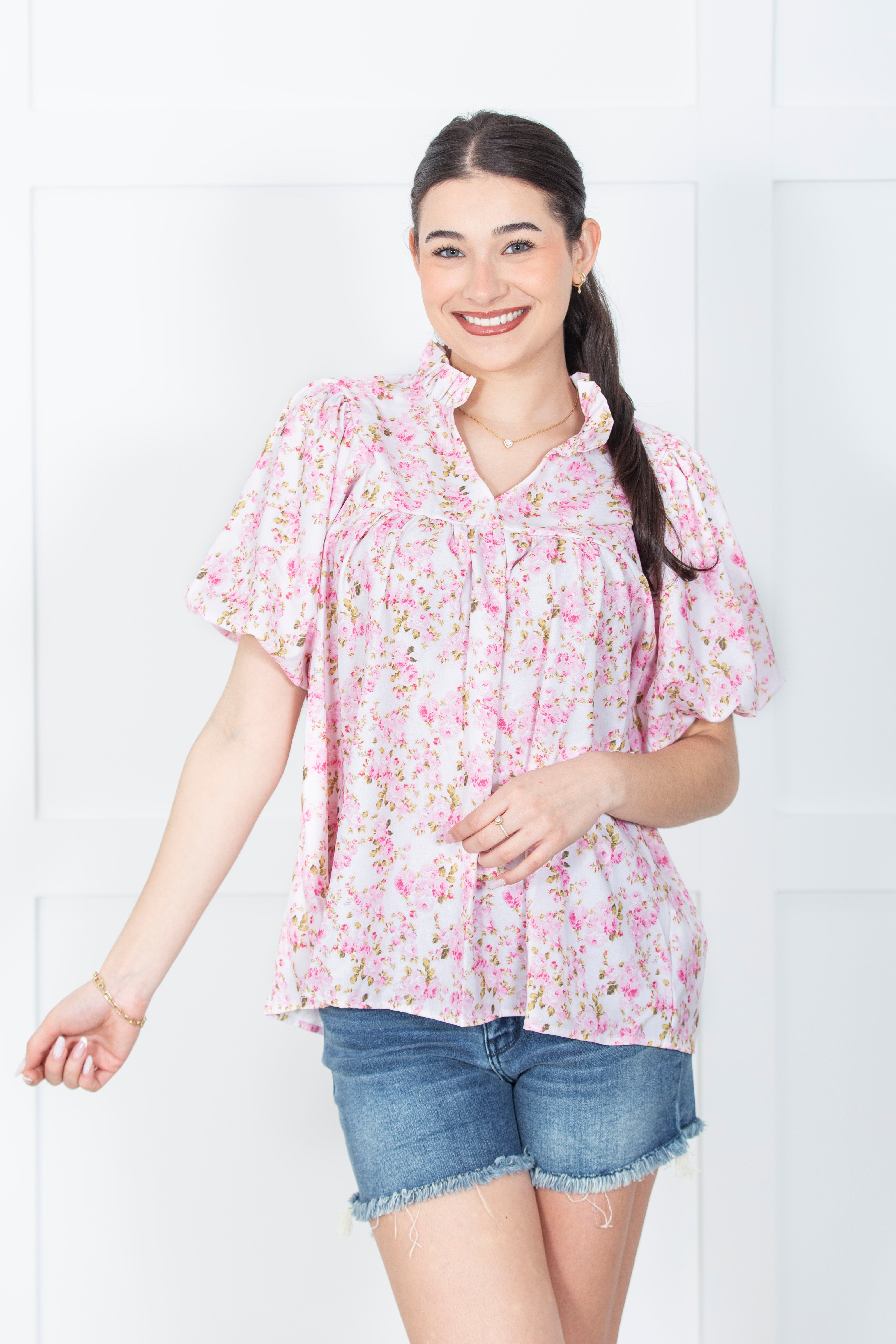 Rose Garden Ruffle Top