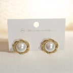 Pearl Button Earrings - WATERPROOF
