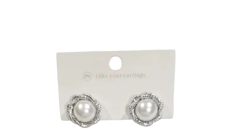 Pearl Button Earrings - WATERPROOF