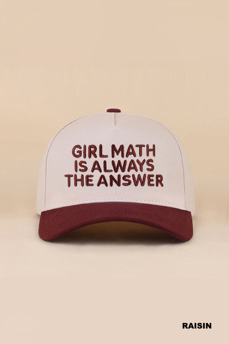 Girl Math Is Always The Answer Hat