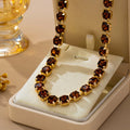 Brass And Multi Color Glass Crystal Necklace