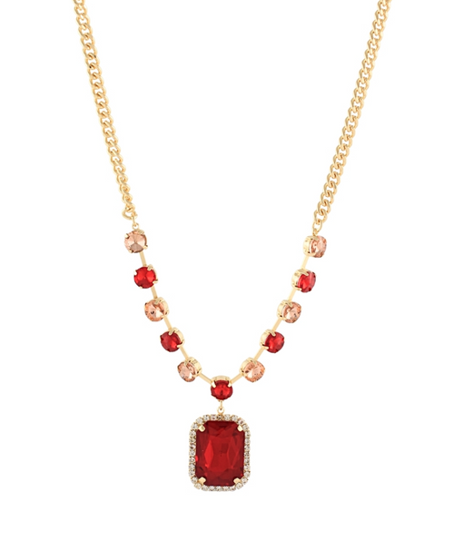 Octagon Pendant Rhinestone Necklace