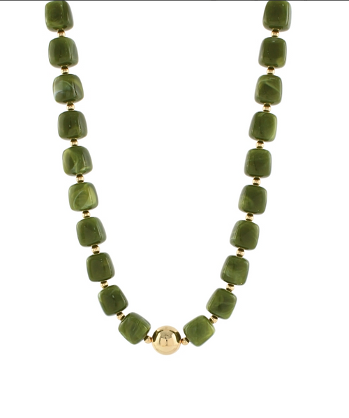 Marble Cube Stone Necklace