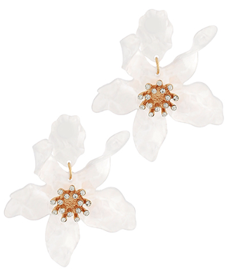 Flower With Acrylic Crystal Earrings