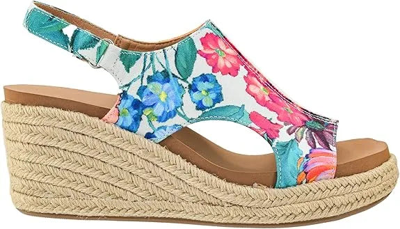 Corky White Floral Carley Wedge