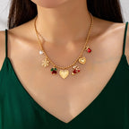 Christmas Heart Charm Necklace