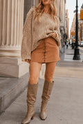Front Lace Up Mini Skirt