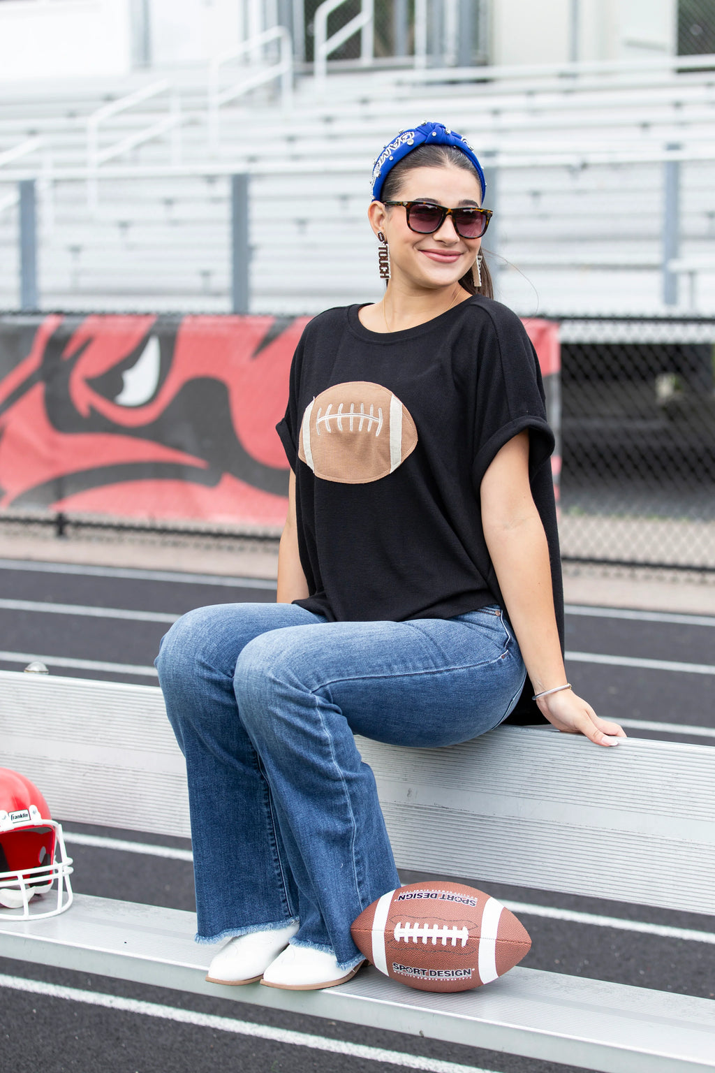 Black Knit Blitz Football Top