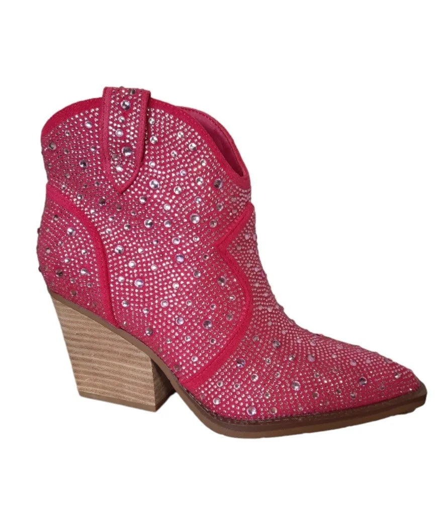Austin Pink Rhinestone Booties