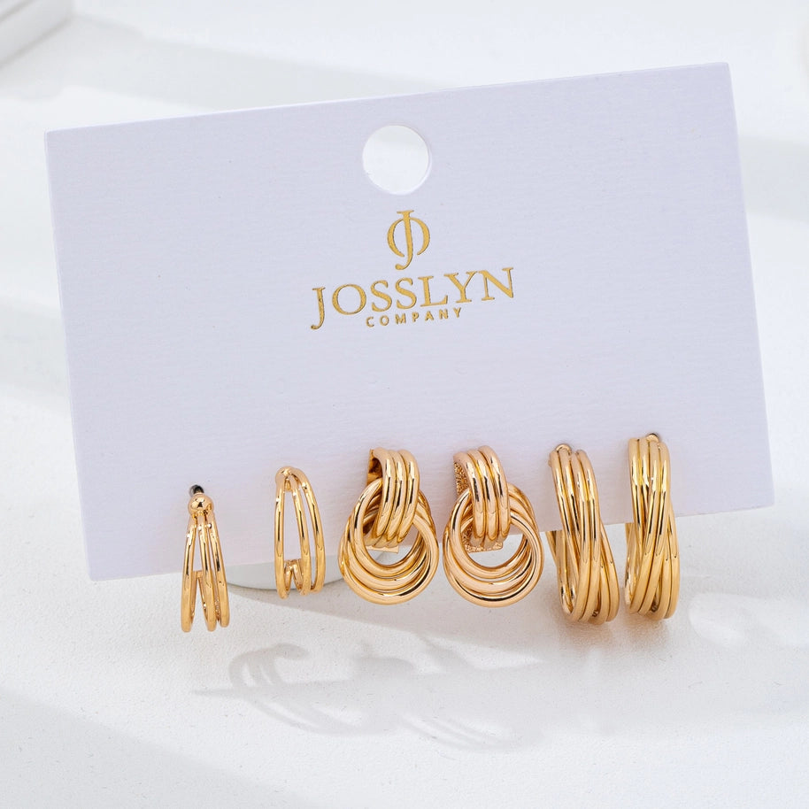Multi-Line Hoop Earring Set