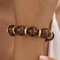 Leopard Print Beaded Stretch Bracelet