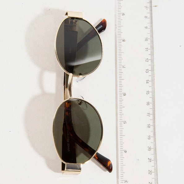 Metal Frame Oval Lens Sunglasses