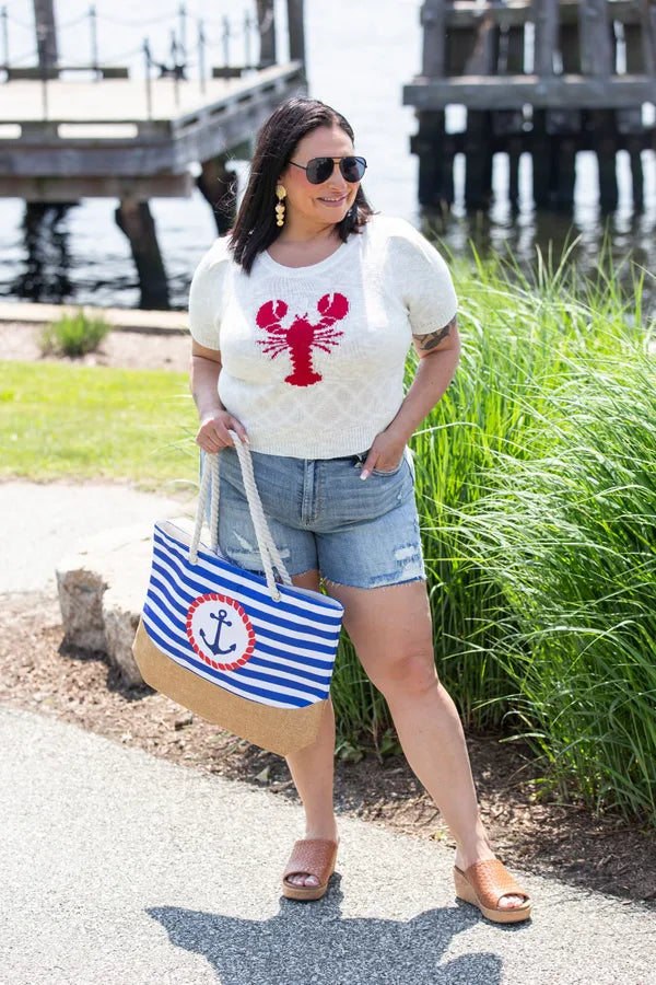Anchor And Stripes Canvas Tote Bag