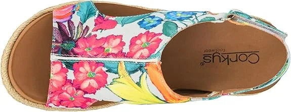 Corky White Floral Carley Wedge