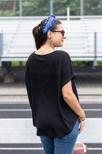 Black Knit Blitz Football Top