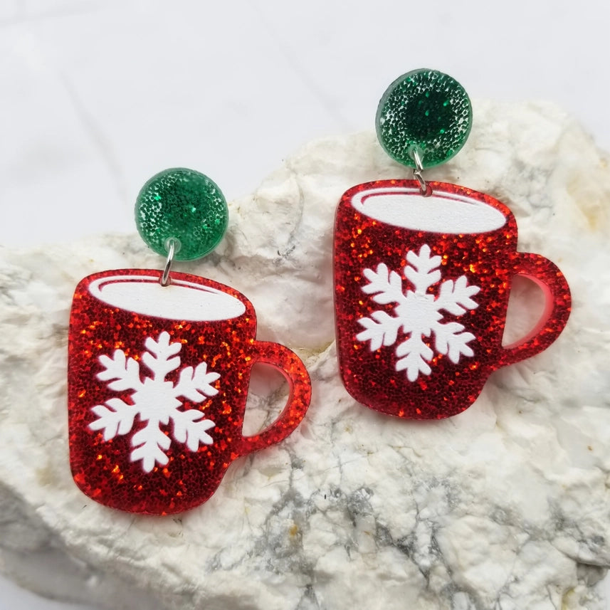 Christmas Snowflake Mug Earring