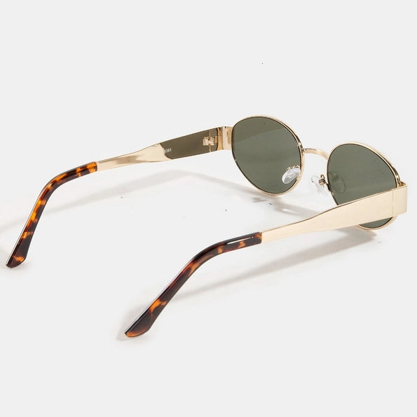 Metal Frame Oval Lens Sunglasses