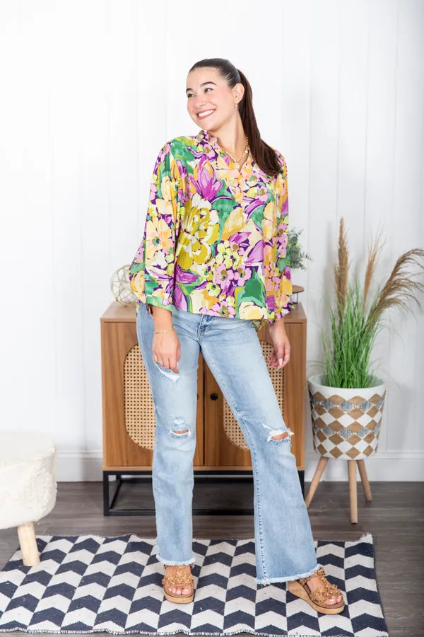 Painted In Petals Batwing Top