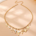 Charm Necklace Multi Cross Crystal Charm