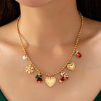 Christmas Heart Charm Necklace