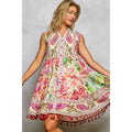 Floral Tassel Toss Button Dress