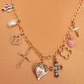 Charm Necklace Clover Cross Porcelain Flower