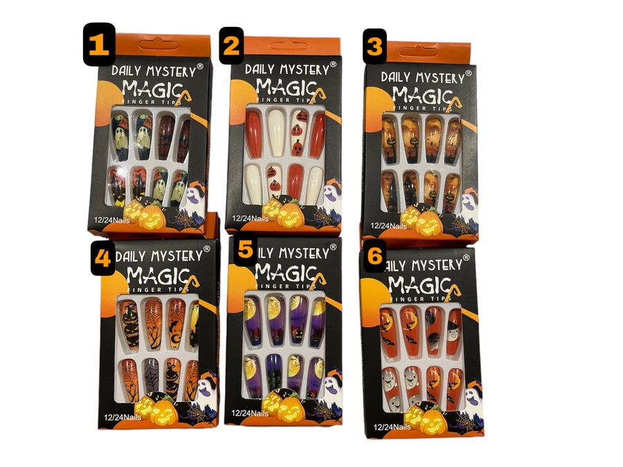 Coffin Shaped Halloween Press On Nail Set