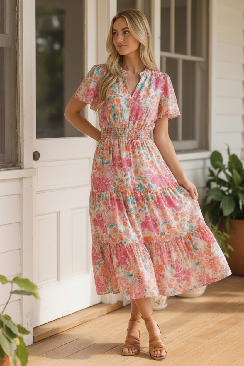 Painted Petals Floral Dress