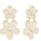 Flower Raffia Wrap Drop Earrings