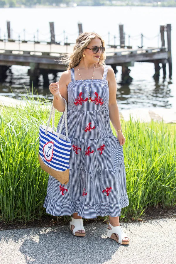 Anchor And Stripes Canvas Tote Bag