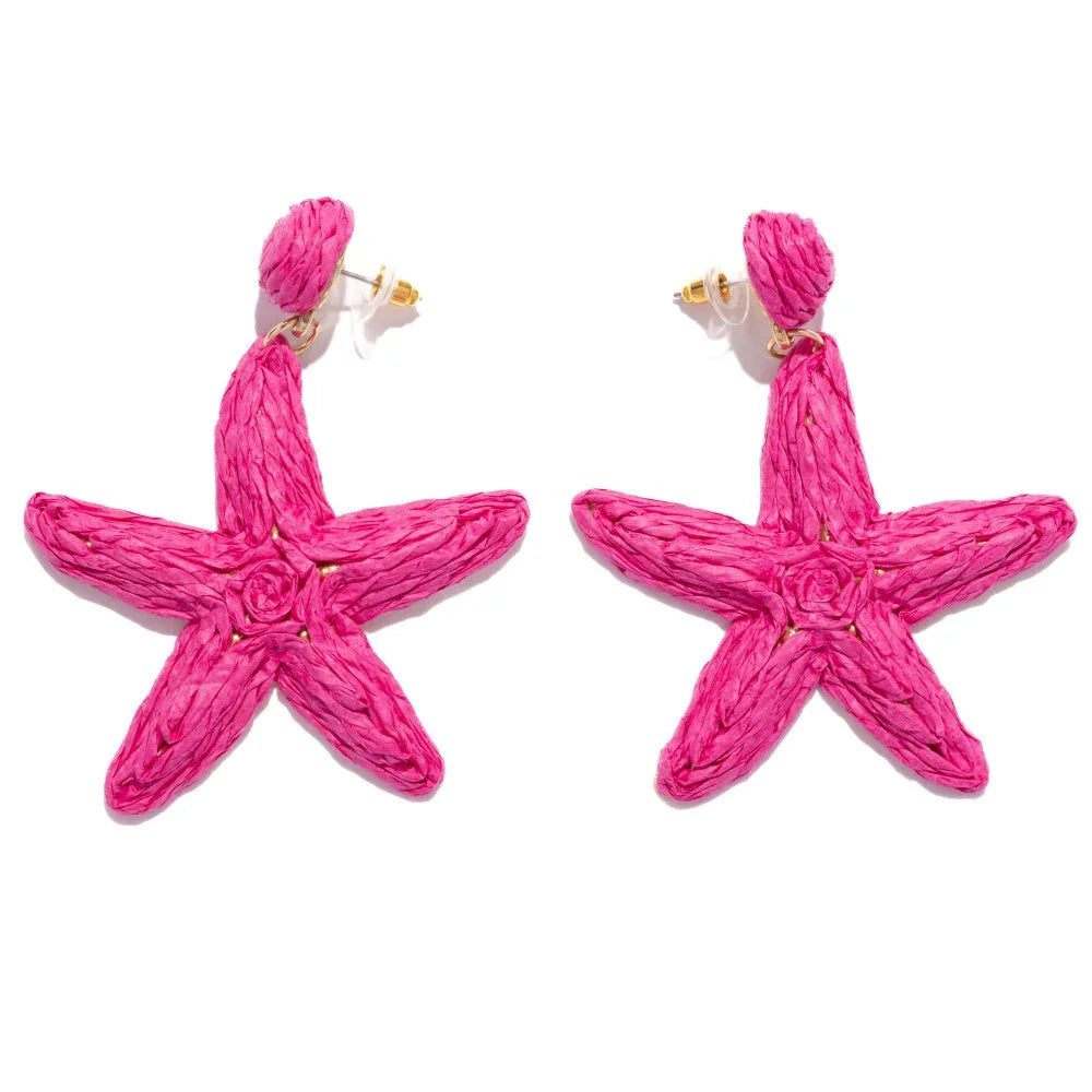 Raffia Starfish Drop Earrings