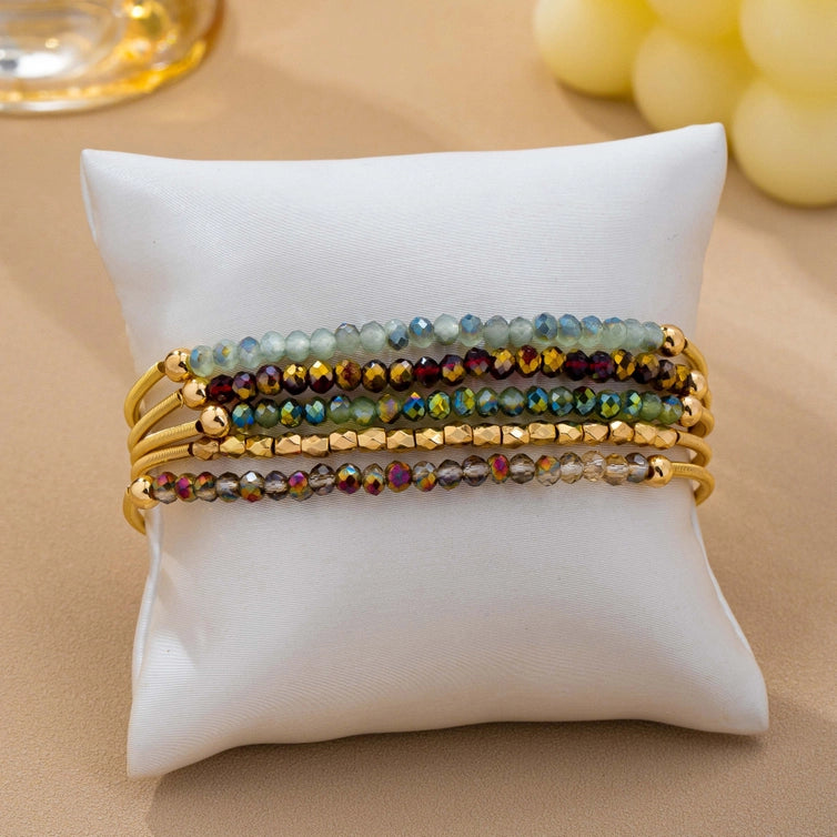 Boho Multi Coil Brass Guitar String Bracelet Set