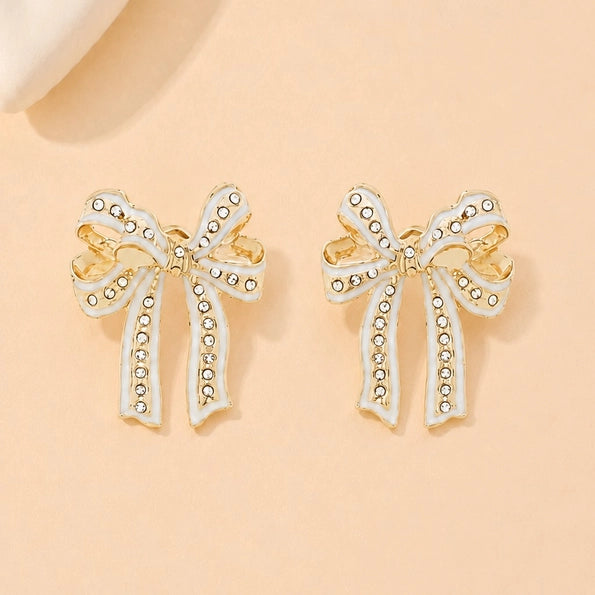 Charming Rhinestone Bow Earrings