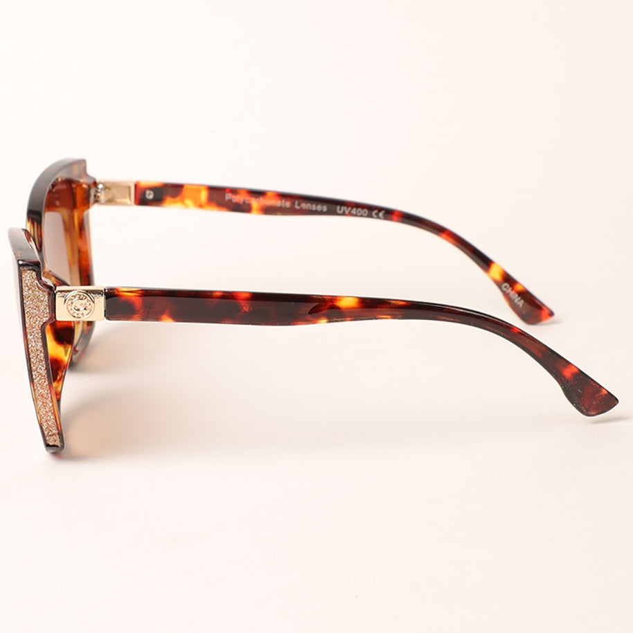 Women's Glitter Detailed Square Sunglasses