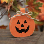 Distressed Wooden Jack O Lantern Sitter with Jute Tie