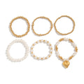 Multilayer Ball Pearl Chain Bead Heart Bracelet