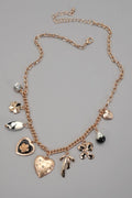 Charm Necklace Heart Bow Pearl Flower