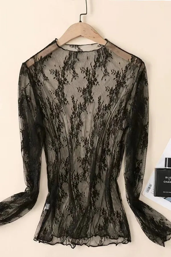 Lace Reverie Sheer Mesh Top