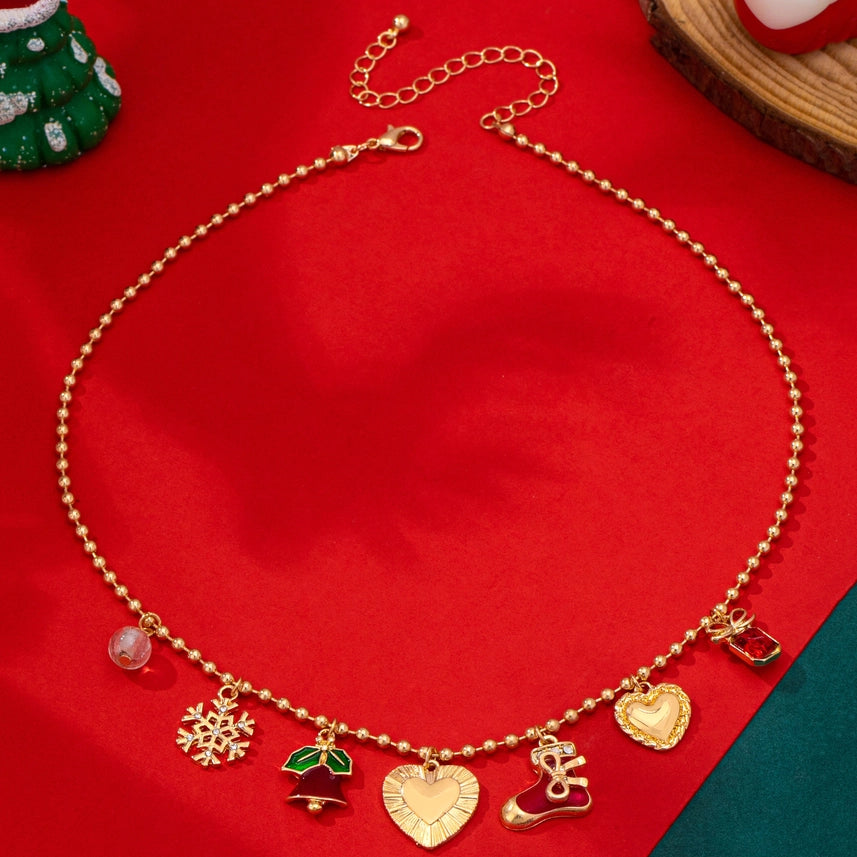 Christmas Heart Charm Necklace