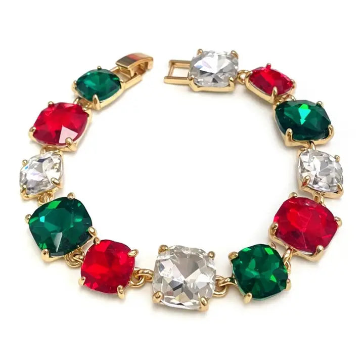 Christmas White Glass Crystal Bracelet