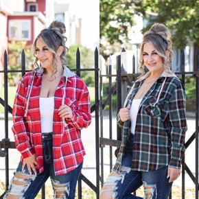Plaid Hoodie Shacket