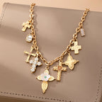 Charm Necklace Multi Cross Crystal Charm