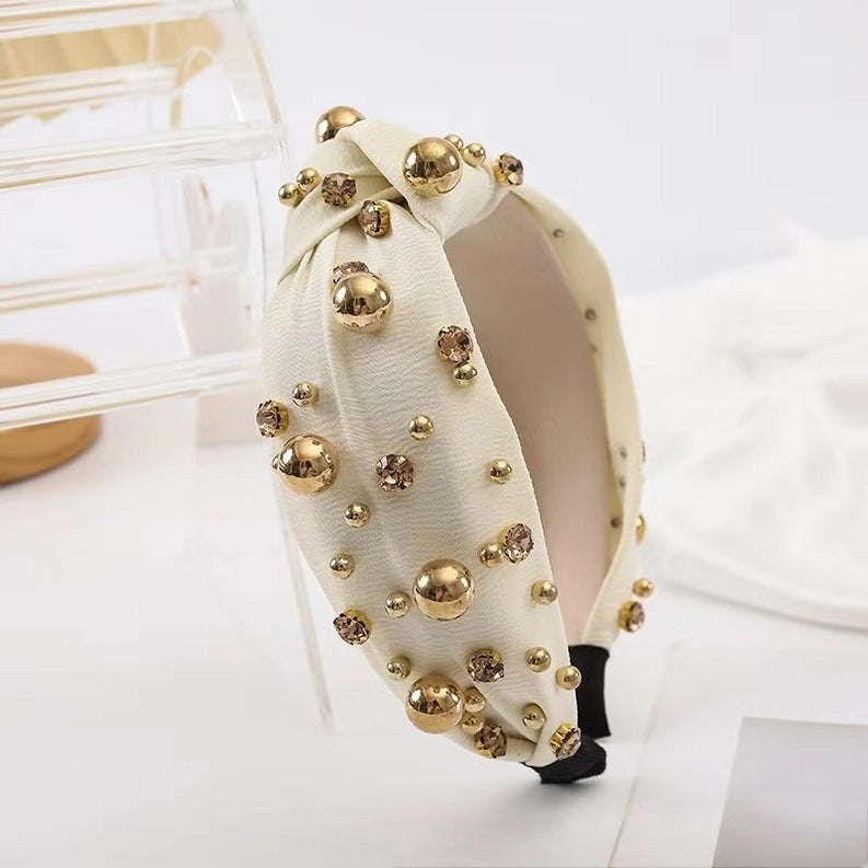 Multi Gold Ball Rhinestone Knot Headband