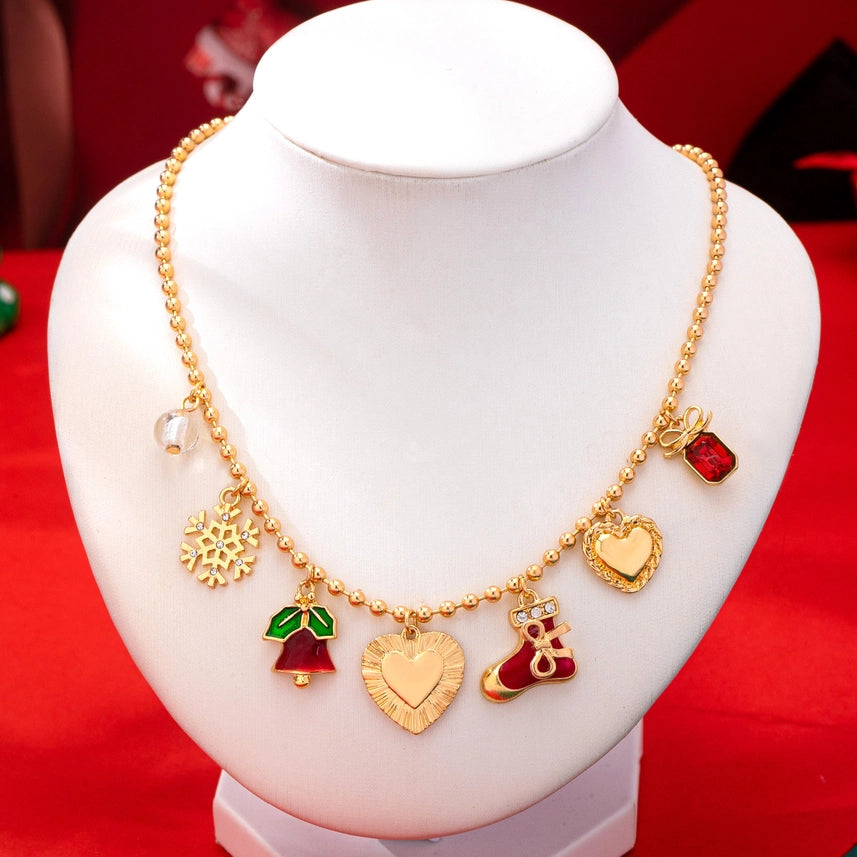 Christmas Heart Charm Necklace