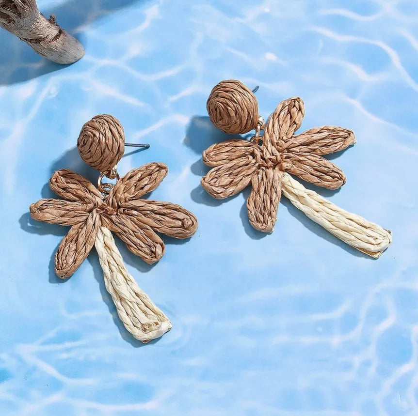 Raffia Coconut Tree Earrings