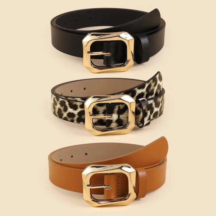 Angled Rectangle Shaped Buckle Belt