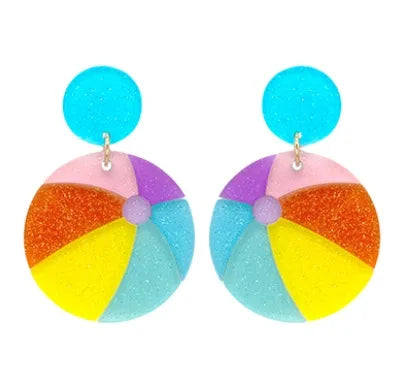 Glitter Beach Ball Dangle Earrings