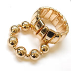 Set of Two High Polish Metal Stretch Chunky Bracelets
