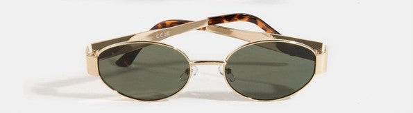 Metal Frame Oval Lens Sunglasses