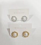 Pearl Button Earrings - WATERPROOF